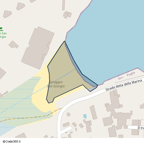 Posizione della spiaggia Spiaggia nei pressi di Strada detta della Marina, San Giorgio, Bari, 70019