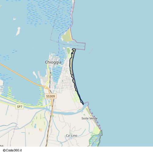 Posizione della spiaggia Spiaggia nei pressi di Lungomare Adriatico, Sottomarina, Chioggia, 30015