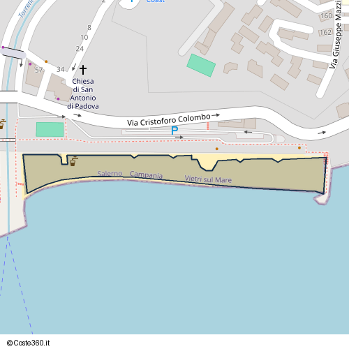 Posizione della spiaggia Spiaggia nei pressi di Via Cristoforo Colombo, Vietri sul Mare, 84121