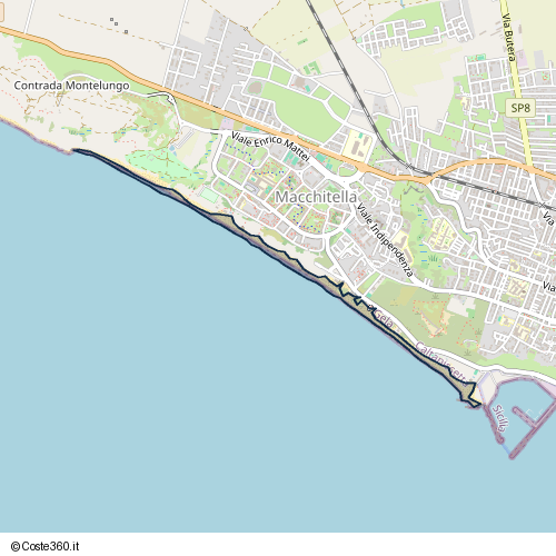 Posizione della spiaggia Spiaggia nei pressi di Piazza delle Tre Porte, Macchitella, Gela, 93012
