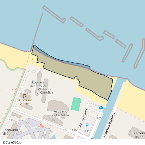 Posizione della spiaggia Spiaggia nei pressi di Via Germania, Cattolica, 47841