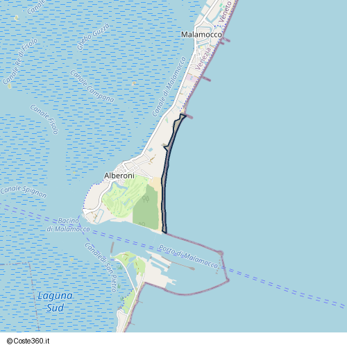 Posizione della spiaggia Spiaggia nei pressi di Strada dei Bagni 26, Lido-Pellestrina, Venezia, 30126