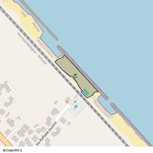 Posizione della spiaggia Spiaggia nei pressi di Via Raffaele Jozzino, Fano, 61032