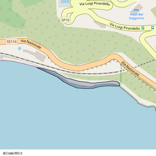 Posizione della spiaggia Spiaggia nei pressi di Via Nazionale, Taormina, 98039