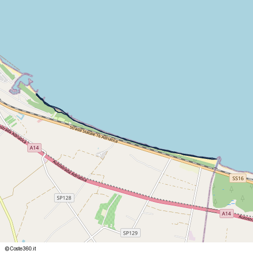 Posizione della spiaggia Spiaggia nei pressi di Strada Statale 16 Adriatica, Campomarino