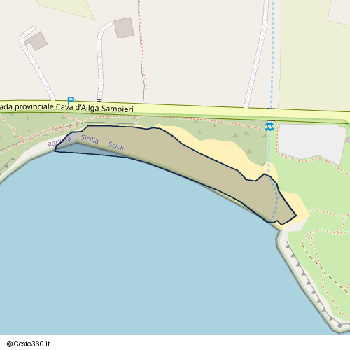 Posizione della spiaggia Spiaggia nei pressi di Strada provinciale Cava d'Aliga-Sampieri, Scicli, 97018