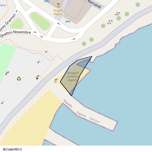 Posizione della spiaggia Spiaggia nei pressi di San Michele di Pagana, Rapallo, 16035