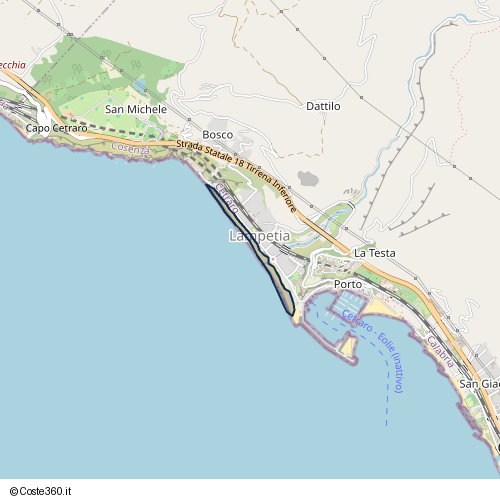 Posizione della spiaggia Spiaggia nei pressi di Via Lampezia, Lampezia, Cetraro, 87022