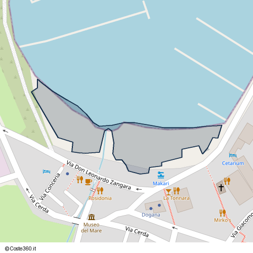 Posizione della spiaggia Spiaggia nei pressi di Via Don Leonardo Zangara 13, Castellammare del Golfo, 91014