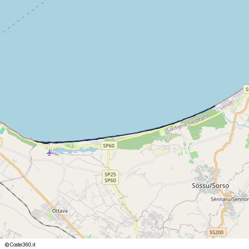 Posizione della spiaggia Spiaggia nei pressi di Sòssu/Sorso, 07037