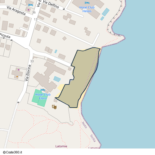 Posizione della spiaggia Spiaggia nei pressi di Via Elorina, Noto, 96017