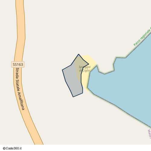 Posizione della spiaggia Spiaggia nei pressi di Strada Statale Amalfitana, Maiori, 84019