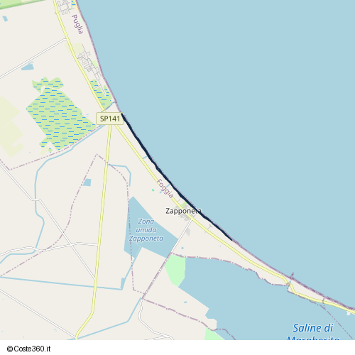 Posizione della spiaggia Spiaggia nei pressi di SP141 delle Saline, Zapponeta
