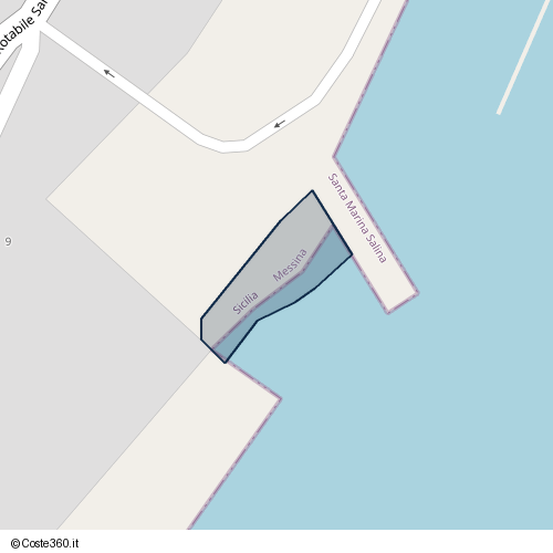 Posizione della spiaggia Spiaggia nei pressi di Via Risorgimento 9, Santa Marina Salina, 98050