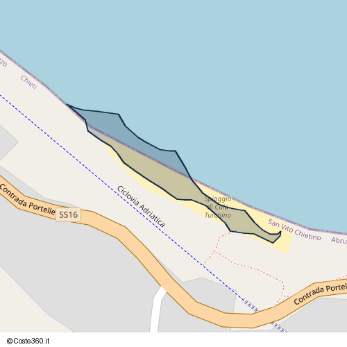 Posizione della spiaggia Spiaggia nei pressi di Ciclovia Adriatica, San Vito Chietino, 66038