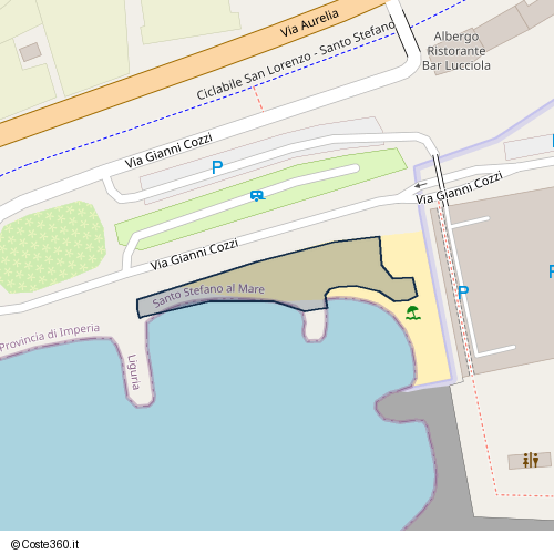 Posizione della spiaggia Spiaggia nei pressi di Via Gianni Cozzi 4, Santo Stefano al Mare, 18010