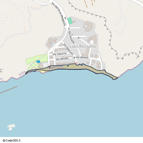 Posizione della spiaggia Spiaggia nei pressi di Via Nettuno, Lido Rossello, 92010