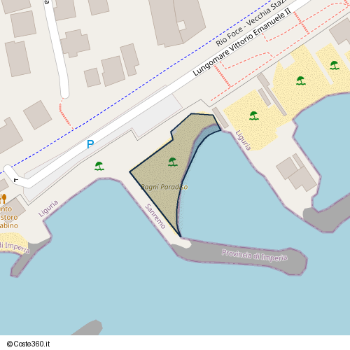 Posizione della spiaggia Spiaggia nei pressi di Lungomare Vittorio Emanuele II, Sanremo, 18038