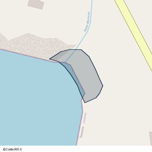 Posizione della spiaggia Spiaggia nei pressi di Vecchia Aurelia, Rosignano Marittimo, 57015