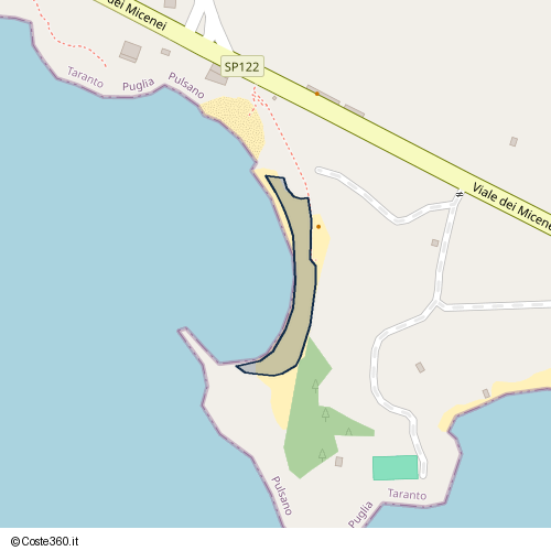 Posizione della spiaggia Spiaggia nei pressi di Viale dei Micenei, Pulsano, 74026