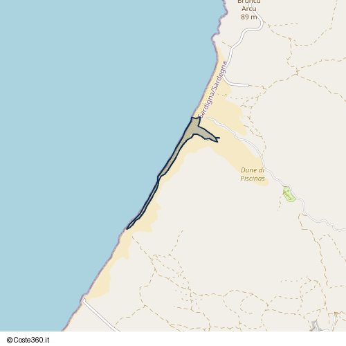 Posizione della spiaggia Spiaggia nei pressi di SP66, Arbus, 09031