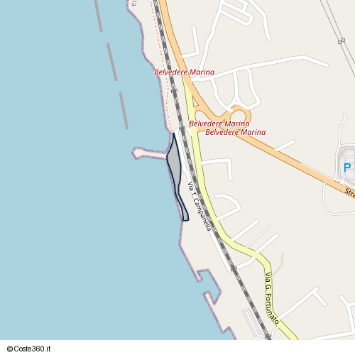 Posizione della spiaggia Spiaggia nei pressi di Via T. Campanella, Belvedere Marittimo, 87021
