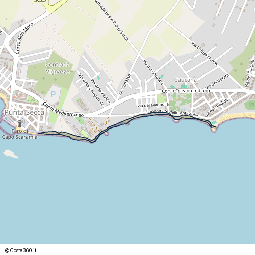 Posizione della spiaggia Spiaggia nei pressi di Lungomare delle Anticaglie, Santa Croce Camerina, 97017