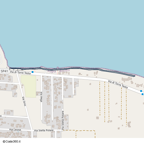 Posizione della spiaggia Spiaggia nei pressi di Via di Torre Testa, Brindisi