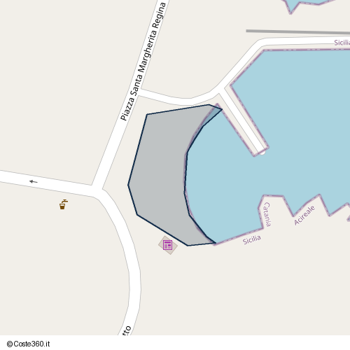 Posizione della spiaggia Spiaggia nei pressi di Piazza Santa Margherita Regina, Acireale, 95024