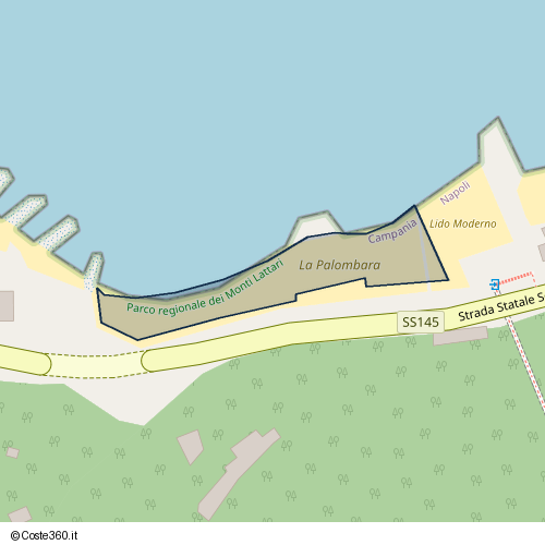 Posizione della spiaggia Spiaggia nei pressi di Strada Statale Sorrentina Panoramica, Castellammare di Stabia, 80053
