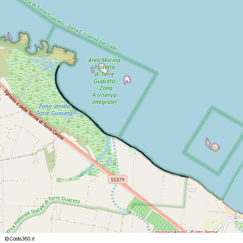Posizione della spiaggia Spiaggia nei pressi di Sentiero Riserva Naturale Torre Guaceto, Carovigno
