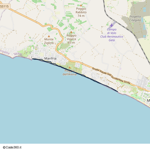 Posizione della spiaggia Spiaggia nei pressi di Via delle Mele, Gela, 93012