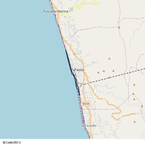 Posizione della spiaggia Spiaggia nei pressi di Lungomare Francesco da Paola, Paola, 87027