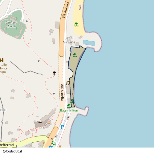 Posizione della spiaggia Spiaggia nei pressi di Via Aurelia, Noli, 17026