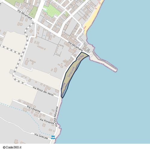 Posizione della spiaggia Spiaggia nei pressi di Via Elsa Morante 44, Avola, 96012