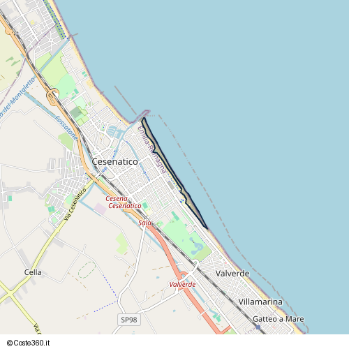 Posizione della spiaggia Spiaggia nei pressi di Lungomare Levante, Cesenatico, 47042