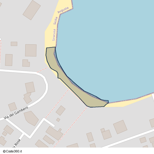 Posizione della spiaggia Spiaggia nei pressi di Via del Gambero, Augusta, 96011