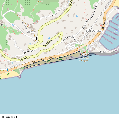 Posizione della spiaggia Spiaggia nei pressi di Via Aurelia, Finale Ligure, 17024