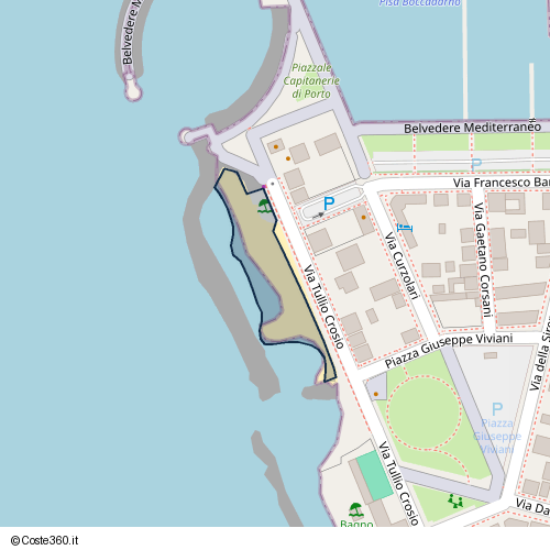 Posizione della spiaggia Spiaggia nei pressi di Via Tullio Crosio, Pisa, 56128