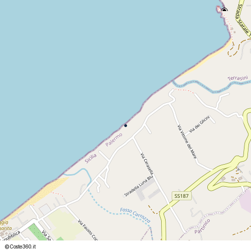 Posizione della spiaggia Spiaggia nei pressi di Trappeto, 90040