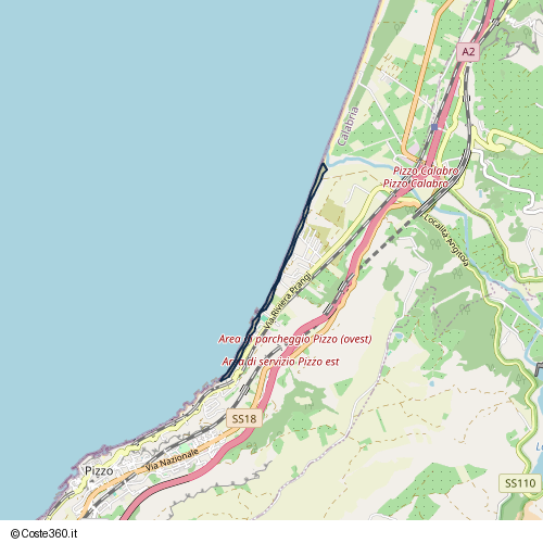 Posizione della spiaggia Spiaggia nei pressi di Pizzo, 89812