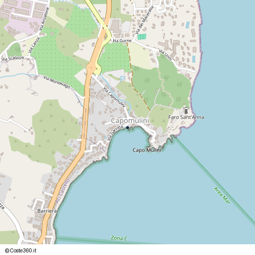 Posizione della spiaggia Spiaggia nei pressi di Via Garritta, Acireale, 95024