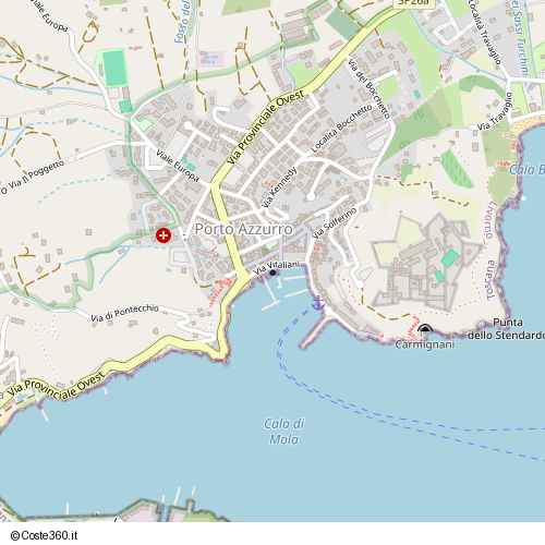 Posizione della spiaggia Spiaggia nei pressi di Via Vitaliani, Porto Azzurro, 57036