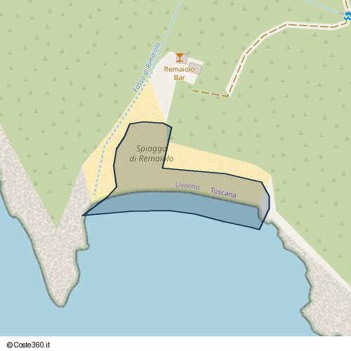Posizione della spiaggia Spiaggia nei pressi di Località Straccoligno, Capoliveri, 57036