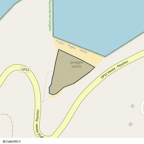 Posizione della spiaggia Spiaggia nei pressi di Litoranea Peschici-Vieste, Vieste, 71019