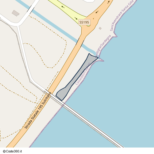 Posizione della spiaggia Spiaggia nei pressi di Strada statale Sulcitana, Sant'Avendrace-Santa Gilla, Casteddu/Cagliari, 09012