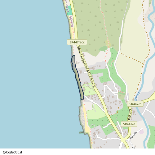 Posizione della spiaggia Spiaggia nei pressi di Strada Regionale 447 Raccordo, Casaburi, Palinuro, 84051