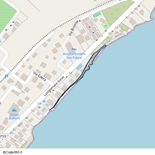 Posizione della spiaggia Spiaggia nei pressi di Lungomare Ionio, Noto, 96017