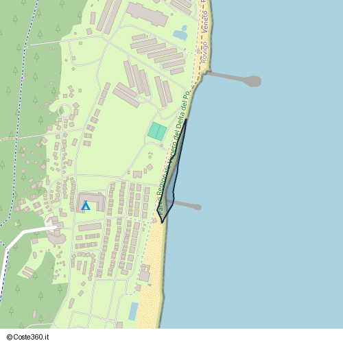 Posizione della spiaggia Spiaggia nei pressi di Strada Nord, Rosolina Mare, 45010
