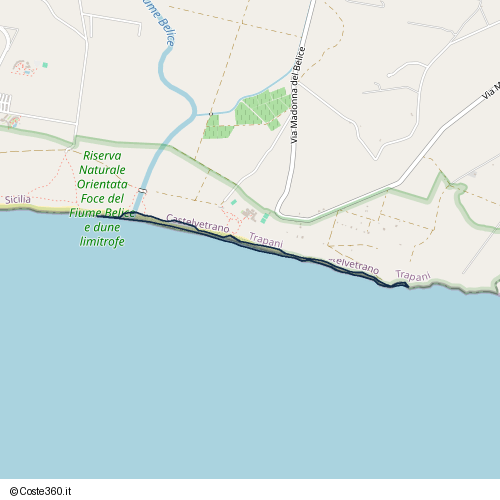 Posizione della spiaggia Spiaggia nei pressi di Via Madonna del Belice, Castelvetrano, 91022